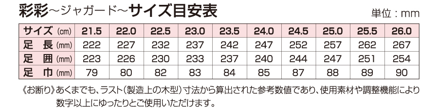 W902/903サイズ表